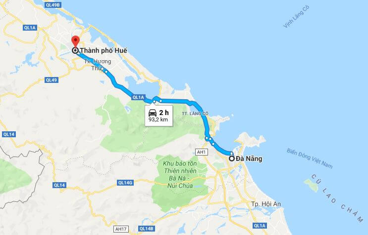 Huế cách Đà Nẵng khoảng 100km